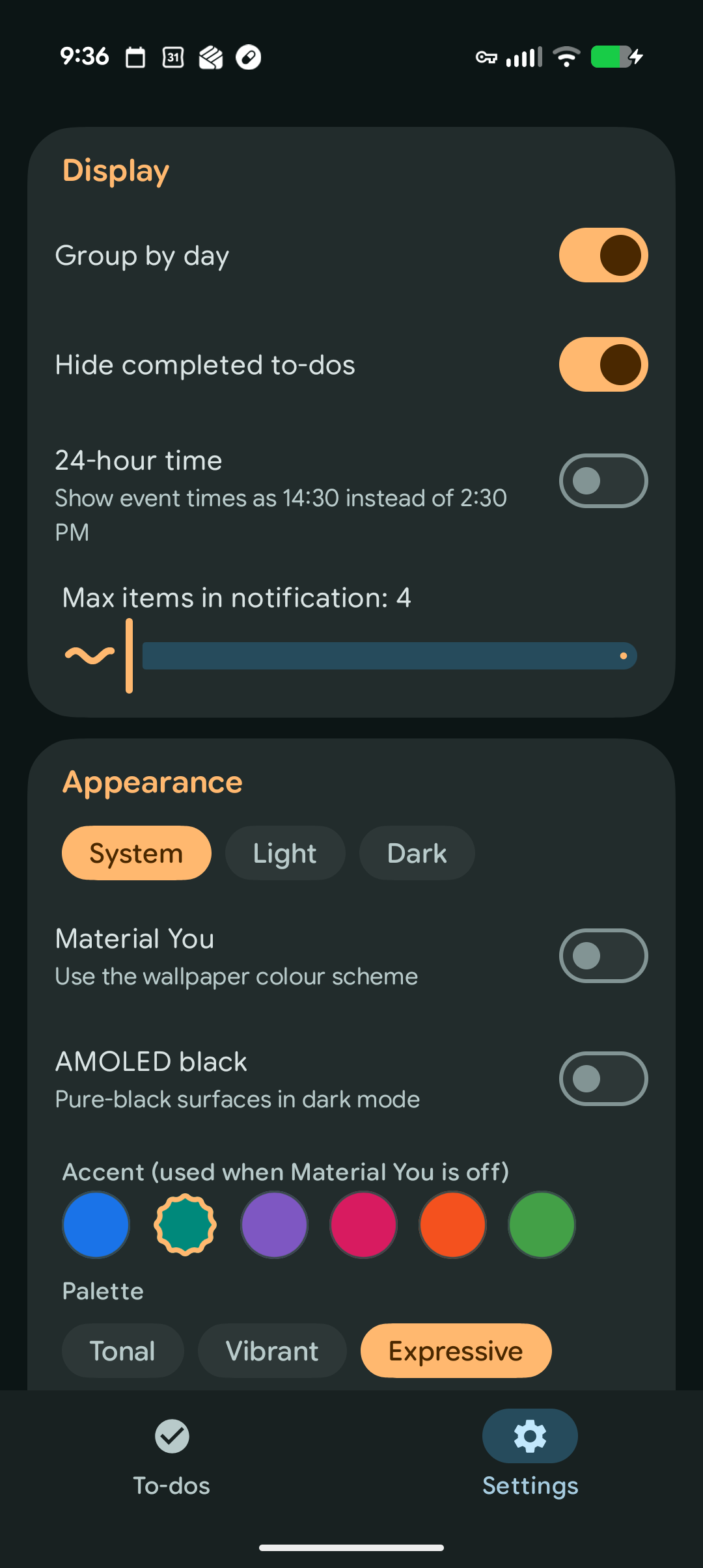 Pinned Calendar screenshot